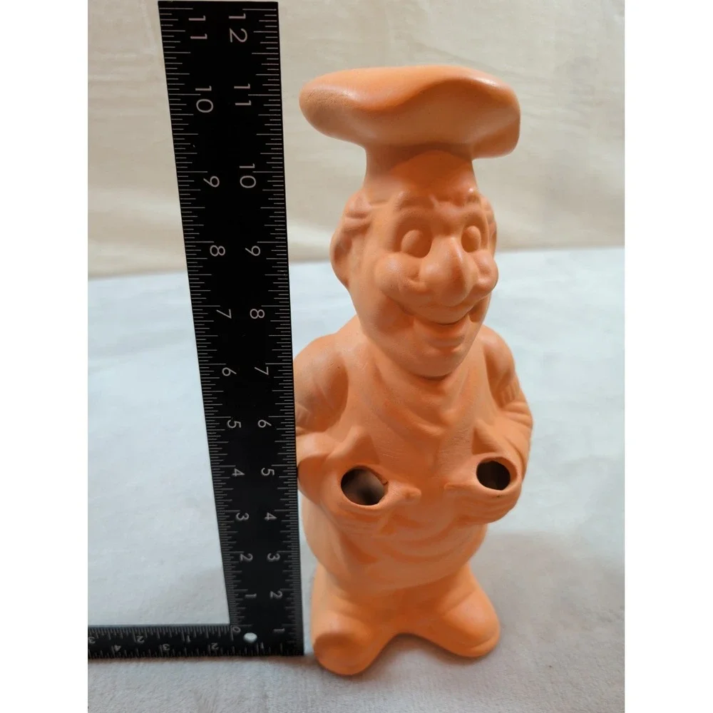Vintage Terracotta Clay Chef Figurine Baker‎ Statue Kitchen Decor 11 Inch Orange